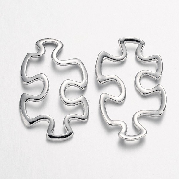 

PandaHall Tibetan Style Alloy Linking Rings, Cadmium Free & Nickel Free & Lead Free, Autism Puzzle Jigsaw, Platinum, 30x18x3mm Alloy Others