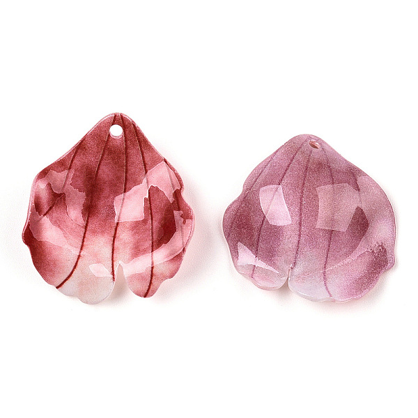 

PandaHall Opaque Acrylic Pendants, Flower, Indian Red, 25~27x25~27x5~8mm, Hole: 1.5~2mm Acrylic Flower Red