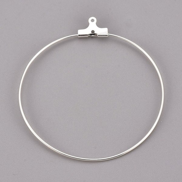 

PandaHall 304 Stainless Steel Pendants, Hoop Earring Findings, Ring, Silver, 49x45x1.8mm, 21 Gauge, Hole: 1mm, Inner Size: 42.5x44mm, Pin...