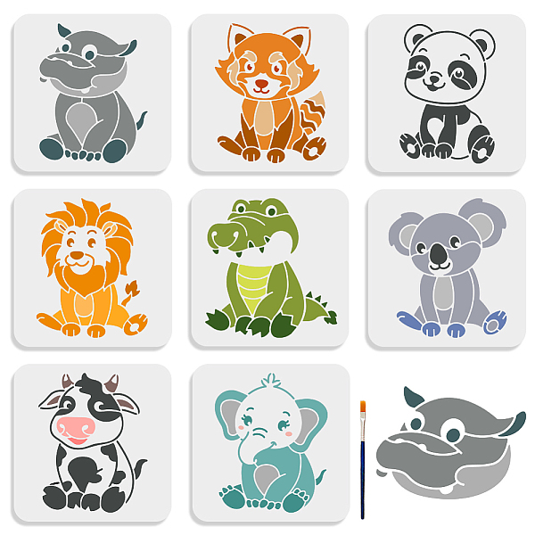 

PandaHall MAYJOYDIY 8pcs Baby Animal Stencils 8×8inch with Paint Brush Small Panda Lion Koala Cow Elephant Pattern Stencil Template Reusable...