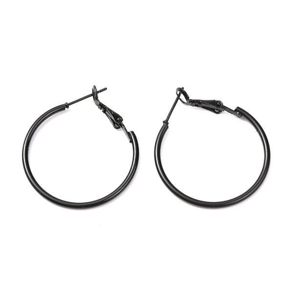 

PandaHall Baking Paint 201 Stainless Steel Hoop Earrings, Ring, Black, 29.5mm, Pin: 0.5mm 201 Stainless Steel Ring Black