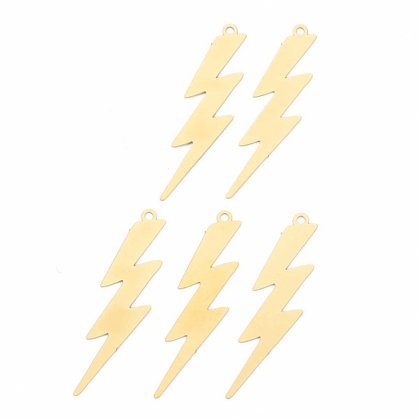 

PandaHall Rack Plating 201 Stainless Steel Pendants, Etched Metal Embellishments, Nickel Free, Lightning Bolt, Real 18K Gold Plated...