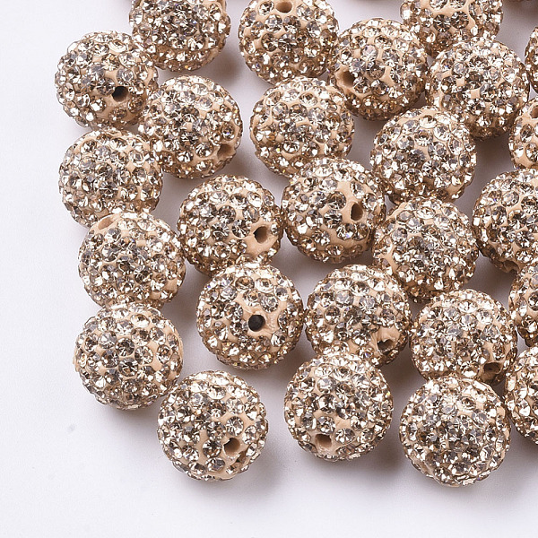 

PandaHall Handmade Polymer Clay Rhinestone Beads, Round, Pave Disco Ball Beads, Light Peach, PP13(1.9~2mm), 7 rows rhinestone, 11.5~12mm..., Pink