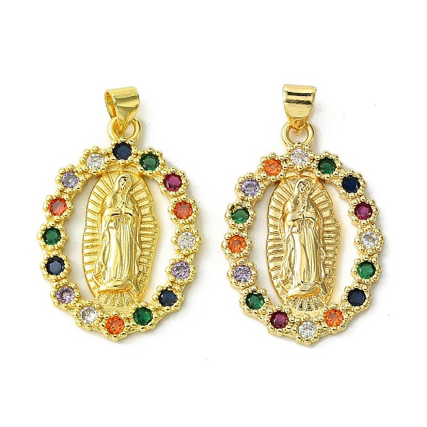 

PandaHall Brass Micro Pave Colorful Cubic Zirconia Pendants, Real 18K Gold Plated, Huamn, Oval, 28.5x19.5x2mm, Hole: 4x3mm Brass+Cubic...