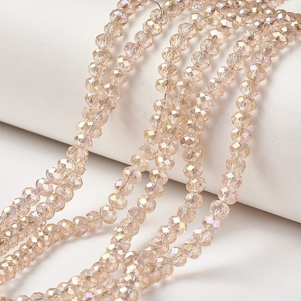 

PandaHall Electroplate Transparent Glass Beads Strands, Full Rainbow Plated, Faceted, Rondelle, Lavender Blush, 4x3mm, Hole: 0.4mm, about..., Pink