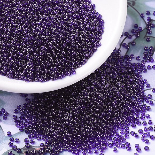

PandaHall MIYUKI Round Rocailles Beads, Japanese Seed Beads, (RR308) Cobalt Gold Luster, 11/0, 2x1.3mm, Hole: 0.8mm, about 1100pcs/bottle..., Blue