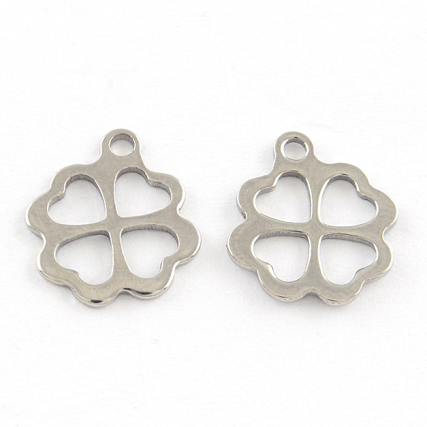 

PandaHall 201 Stainless Steel Flower Charms, Stainless Steel Color, 12x10x1mm, Hole: 1mm 201 Stainless Steel Flower