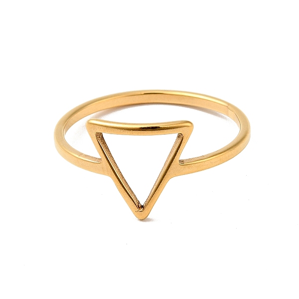 

PandaHall Ion Plating(IP) 201 Stainless Steel Triangle Finger Ring for Women, Golden, US Size 6 1/2(16.9mm) 201 Stainless Steel