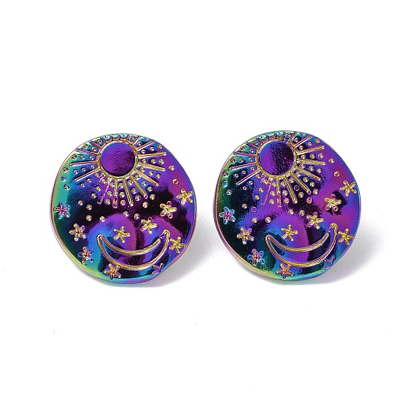 

PandaHall Ion Plating(IP) 304 Stainless Steel Sun with Moon Stud Earrings for Women, Rainbow Color, 20.5x20mm, Pin: 0.7mm 304 Stainless...