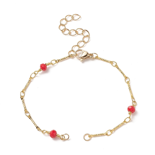 

PandaHall Glass Bead Chain Bracelet Making, with Lobster Clasp, for Link Bracelet Making, Golden, 6-1/4 inch(16cm) Glass