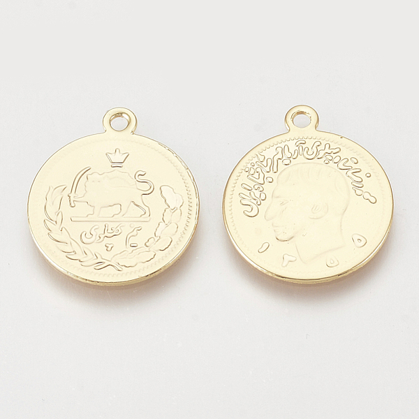 

PandaHall Brass Pendants, Flat Round, Nickel Free, Real 18K Gold Plated, 20x17x1mm, Hole: 1.6mm Brass Flat Round