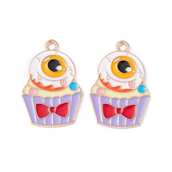 PandaHall Alloy Enamel Pendants, Light Gold, Cake with Eyeballs Charm, Colorful, 24.5x16.5x1mm, Hole: 2mm Alloy+Enamel Others Multicolor