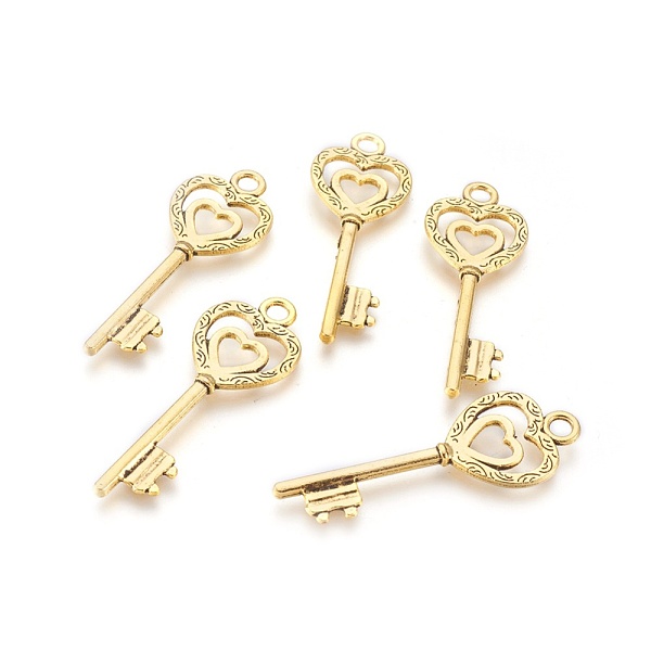 

PandaHall Alloy Pendants, Cadmium Free & Lead Free, Skeleton Key Pendants, Antique Golden, 50x18x3mm, Hole: 4mm Alloy Key