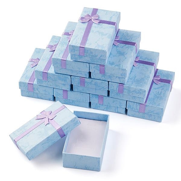 

PandaHall Yilisi 12Pcs Cardboard Jewelry Set Boxes, with Sponge Pad Inside, for Anniversaries, Weddings, Birthdays, Rectangle with Bowknot...