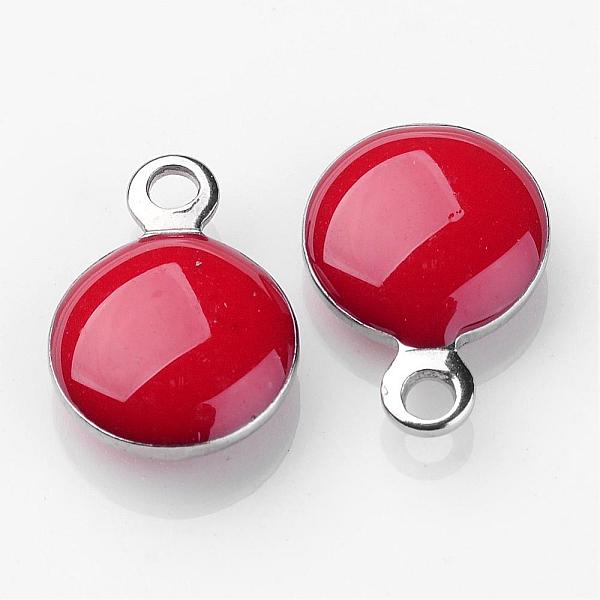 

PandaHall Stainless Steel Enamel Charms, Enamelled Sequins, Flat Round, Red, 11x8x3mm, Hole: 1mm Stainless Steel+Enamel Flat Round Red