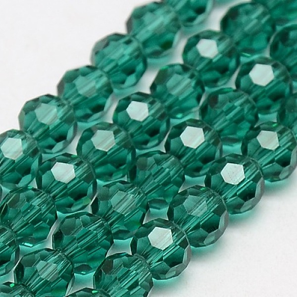 

PandaHall Glass Beads Strands, Faceted(32 Facets), Round, Teal, 8mm, Hole: 1.5mm, about 66~67pcs/strand, 15.12 inch~15.35 inch(38.4~39cm)..., Cyan