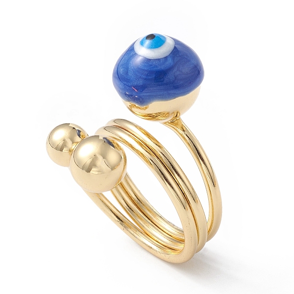 

PandaHall Enamel Round with Evil Eye Finger Rings, Real 18K Gold Plated Brass Wrap Style Ring for Women, Blue, 5.5~19.5mm, Inner Diameter...