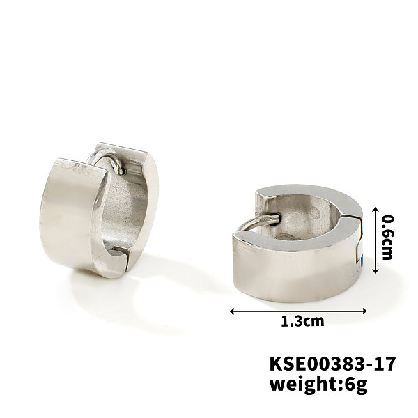 Fashionable 304 Stainless Steel Mirror Polished Hoop Earrings for Hip-hop Street Style