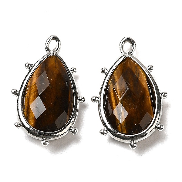 

PandaHall Natural Tiger Eye Pendants, with Platinum Brass Edge, Faceted, Teardrop, 22.5x14x5.5mm, Hole: 1.6mm. Tiger Eye Teardrop