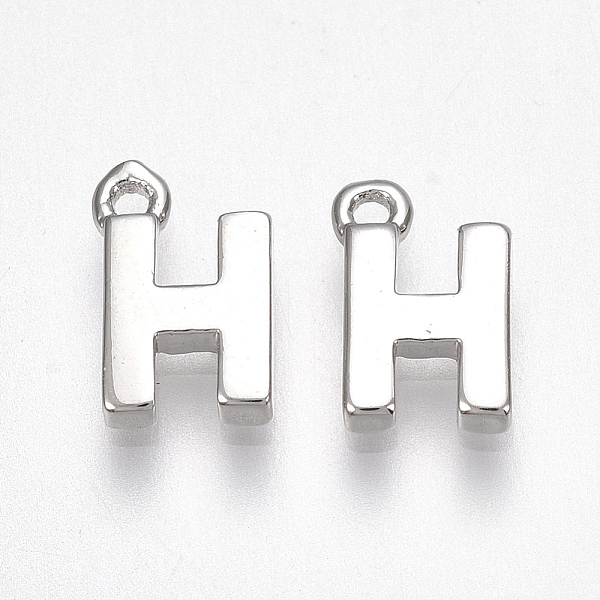 

PandaHall Brass Charms, Letter, Nickel Free, Real Platinum Plated, Letter.H, 8.5x5x1.5mm, Hole: 0.8mm Brass Letter