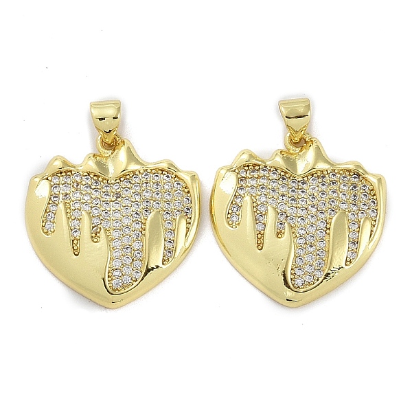 

PandaHall Rack Plating Brass Micro Pave Clear Cubic Zirconia Pendants, Long-Lasting Plated, Lead Free & Cadmium Free, Heart, Real 18K Gold...