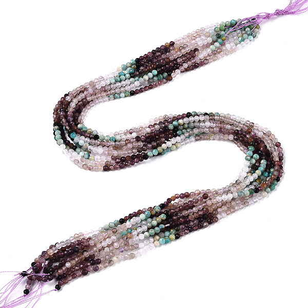 

PandaHall Natural Mixed Gemstone Beads Strands, Round Beads, Faceted, 3~3.5x3mm, Hole: 0.5mm, about 129~132pcs/strand, 15.16''~15.55''...