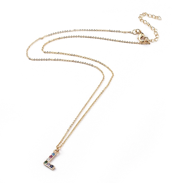 

PandaHall Letter Brass Micro Pave Cubic Zirconia Initial Pendants Necklaces, with Brass Cable Chains and Lobster Claw Clasps, with Cardboard...