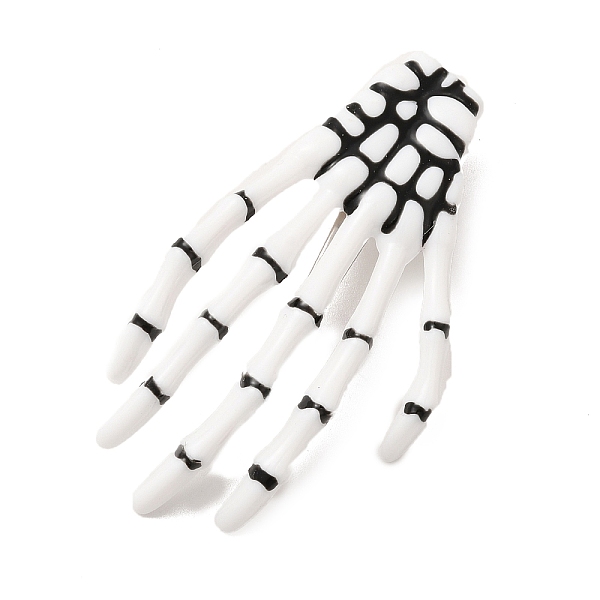 

PandaHall Halloween Theme Plastic Alligator Hair Clips for Woman Girl, with Iron Finding, Skeleton Hand Shape, White, 73x42x15mm Plastic...