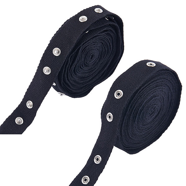 

PandaHall Gorgecraft Platinum Tone Iron Snap Button Tape, Polyester Fasteners Trim Ribbon for DIY Sewing Crafts, Black, 3/4 inch(19mm)...
