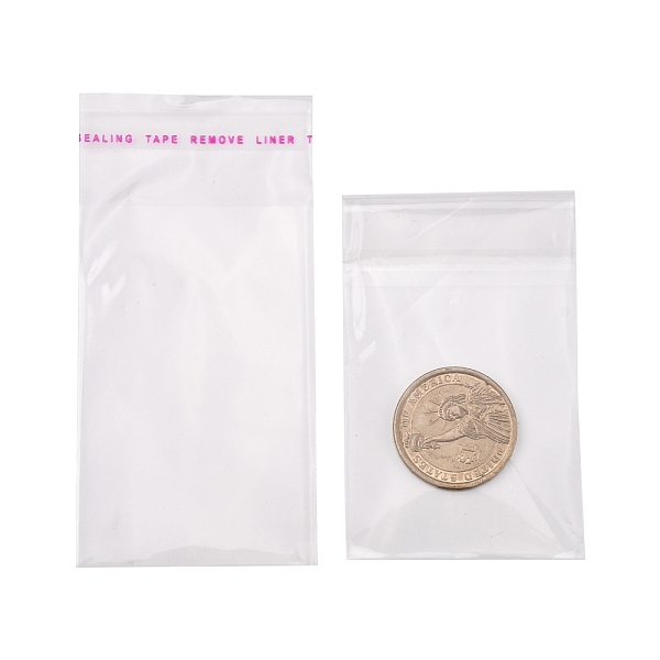 PandaHall OPP Cellophane Bags, Rectangle, Clear, 10x5cm, Unilateral Thickness: 0.035mm, Inner Measure: 7.5x5cm OPP Cellophane Clear