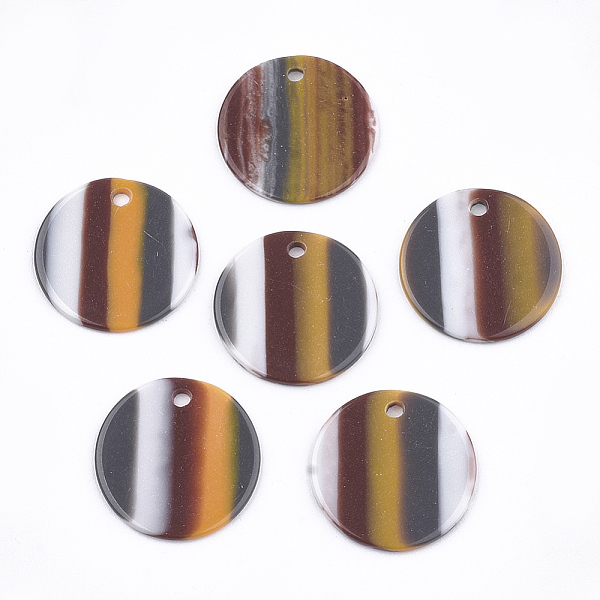 

PandaHall Resin Pendants, Flat Round, Stripe Pattern, Dark Goldenrod, 20x1.5~2mm, Hole: 1.8mm Resin Flat Round Gold
