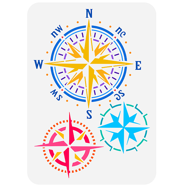 

PandaHall FINGERINSPIRE Compass Painting Stencil 29.7x21cm Hollow Out 3 Style Vintage Compass Craft Stencil Reusable Nautical Drawing...