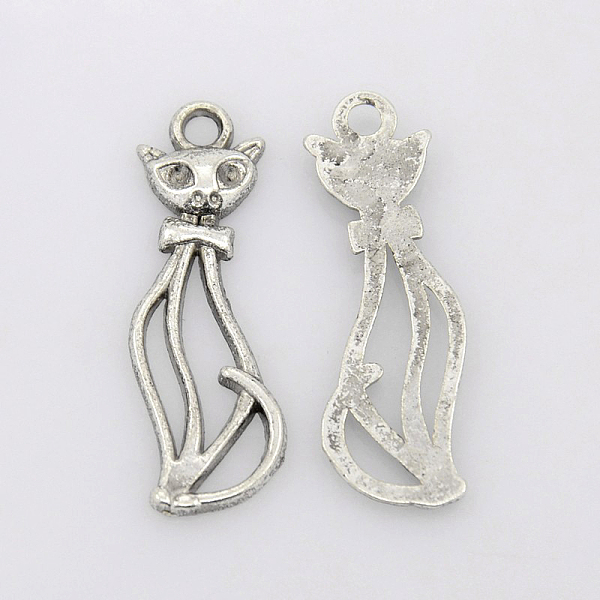 

PandaHall Tibetan Style Alloy Kitten Pendants, Hollow, Cat Shape, Antique Silver, Lead Free and Cadmium Free, 34x12x2mm, Hole: 3mm Alloy Cat...