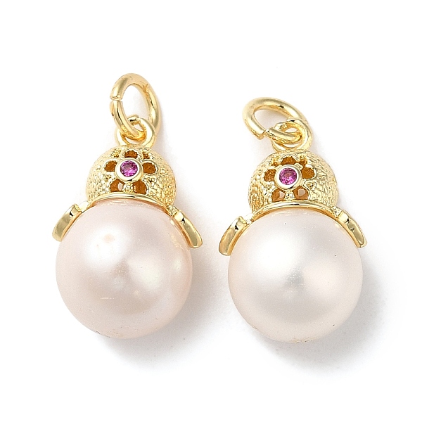 

PandaHall Natural Pearl Pendants, with Rack Plating Brass Findings, Gourd-shape Charms, Real 14K Gold Plated, Seashell Color...