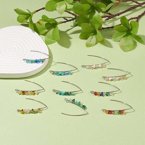 

PandaHall 304 Stainless Steel Earrings Hooks, Electroplate Glass Braided, Triangle, Mixed Color, 41x26x4.5~6mm, Hole: 2mm, 19 Gauge, Pin..., Multicolor