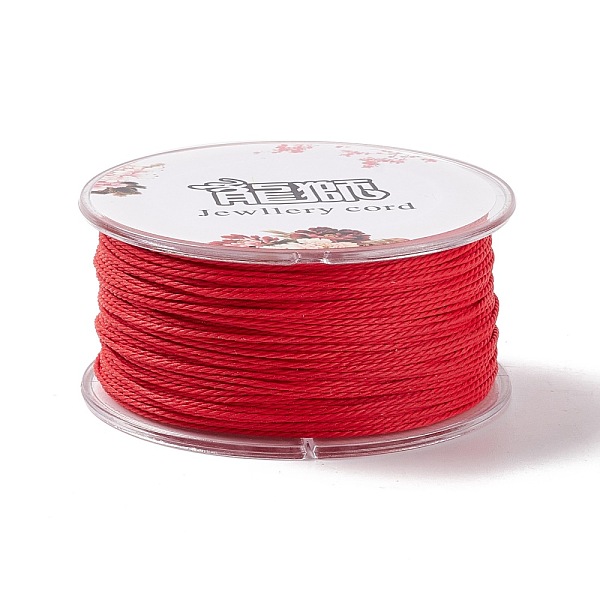 

PandaHall Round Waxed Polyester Cord, Twisted Cord, Red, 1mm, about 49.21 Yards(45m)/Roll Waxed Polyester Cord Round Red