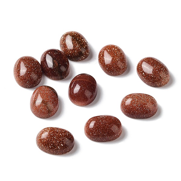 

PandaHall Synthetic Goldstone Cabochons, Oval, 9x7x4mm Goldstone Oval