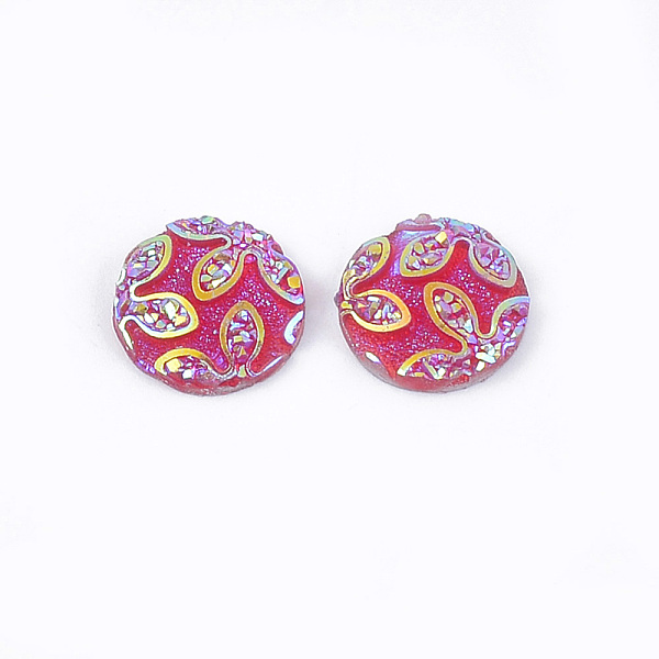 

PandaHall Resin Cabochons, Flat Round with Flower, Medium Violet Red, 12x3~3.5mm Resin Flat Round Red
