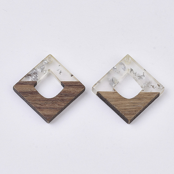 

PandaHall Transparent Resin & Walnut Wood Pendants, with Silver Foil, Waxed, Rhombus, Silver, 27.5x27.5x3~4mm, Hole: 2mm Resin+Wood Rhombus...
