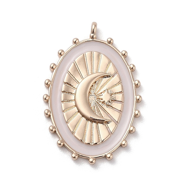 

PandaHall 304 Stainless Steel Pendants, with Enamel, Oval with Moon & Star Charm, Golden, White, 28.5x19x3mm, Hole: 1.4mm Stainless...