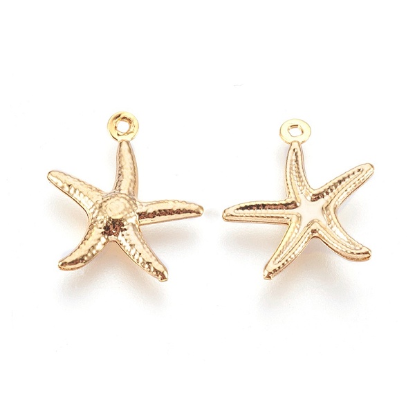 

PandaHall 304 Stainless Steel Pendants, Starfish/Sea Stars, Real 24K Gold Plated, 17.5x15.5x2mm, Hole: 1mm 304 Stainless Steel Starfish
