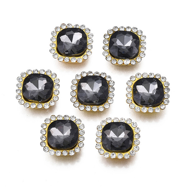 

PandaHall Sew on Rhinestone, Transparent Glass Rhinestone, with Iron Prong Settings, Faceted, Square, Black Diamond, 14x14x6.5mm, Hole...