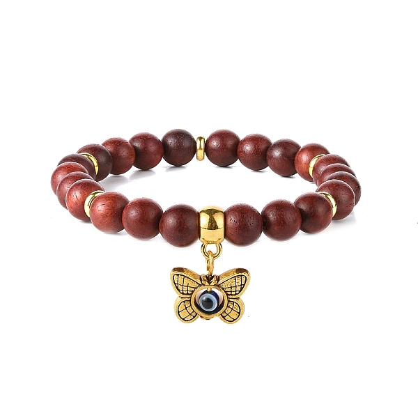 

PandaHall Wood Beaded Bracelets, Alloy Owl/Toitorse/Elephant/Eye/Butterfly Charm Bracelets for Women, Mixed Color, Inner Diameter: 2-1/4..., Multicolor