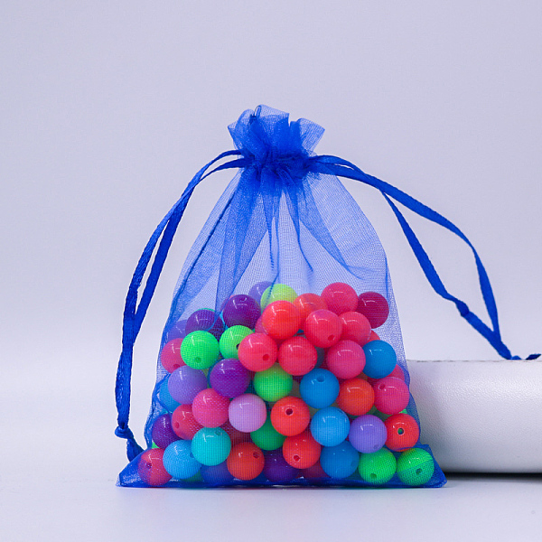 

PandaHall Rectangle Organza Drawstring Bags, Medium Blue, 15x10cm Organza Rectangle
