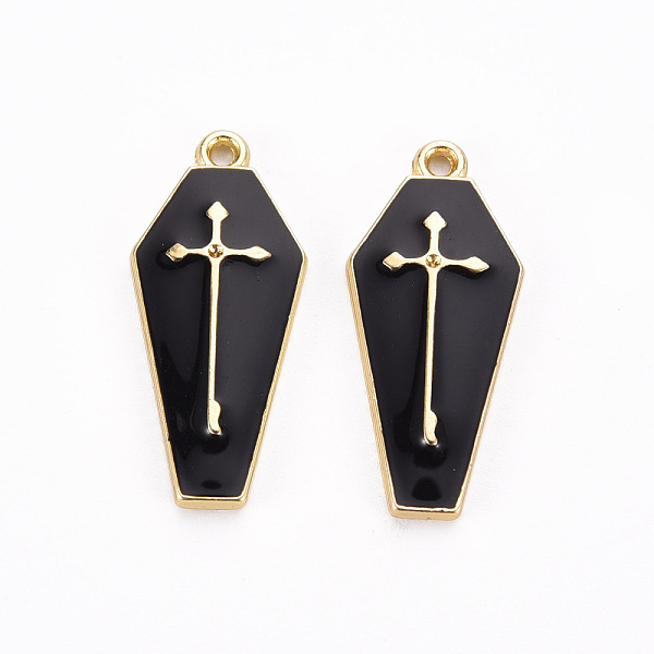 

PandaHall Rack Plating Alloy Enamel Pendants Rhinestone Settings, Cadmium Free & Lead Free, Hexagon with Cross, Light Gold, Black, Fit For...