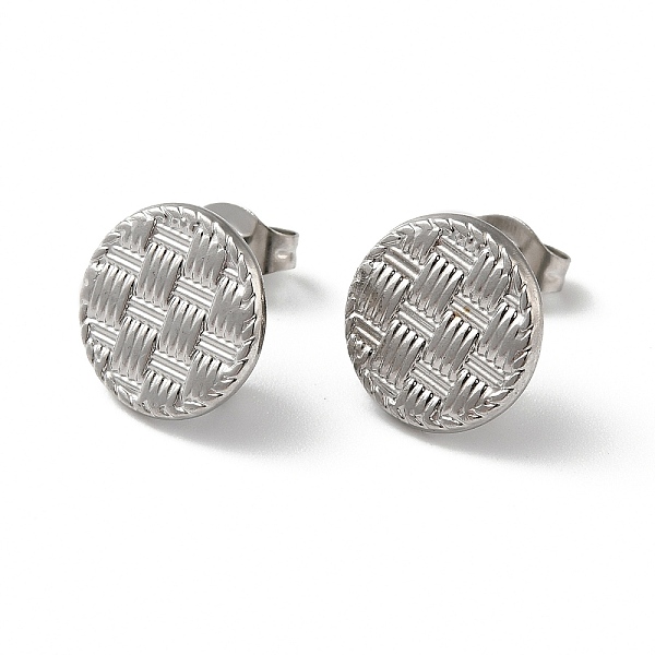 

PandaHall 304 Stainless Stud Earring Findings, with Vertical Loops, Flat Round, Stainless Steel Color, 11mm, Hole: 2.7mm, Pin: 0.5mm 304...