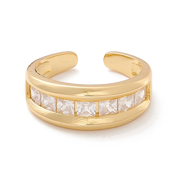 Cubic Zirconia Grooved Cuff Ring
