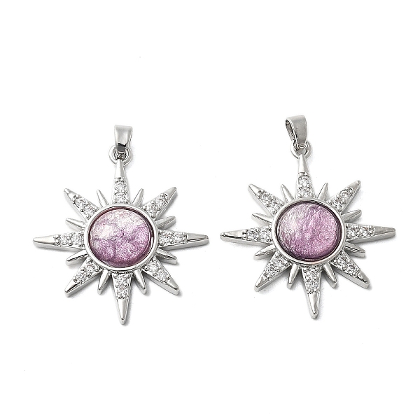 Brass Micro Pave Cubic Zirconia with Resin Pendants