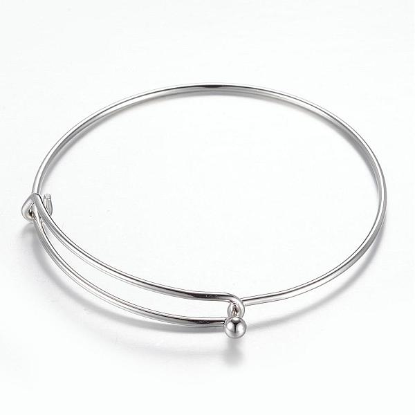 

PandaHall Adjustable 304 Stainless Steel Expandable Bangle Making, Stainless Steel Color, 2-3/8 inch(61mm) Stainless Steel