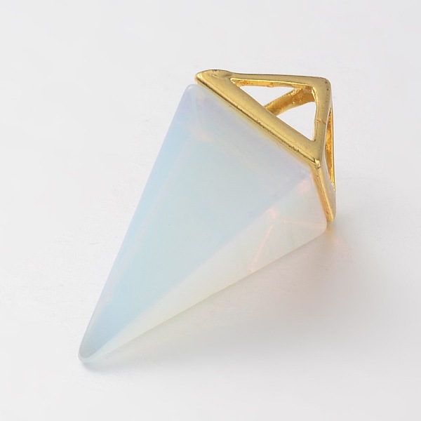 

PandaHall Opalite Point Pendulum Pendants, with Golden Plated Brass Findings, 30~34x15x15mm, Hole: 5x6mm Opalite Others